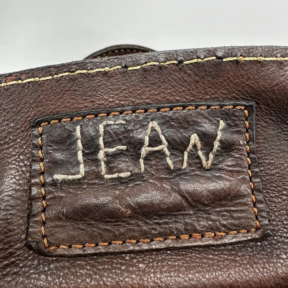 JEAN SHOP Leather Satchel Bag Distressed Large Messenger Tote New York